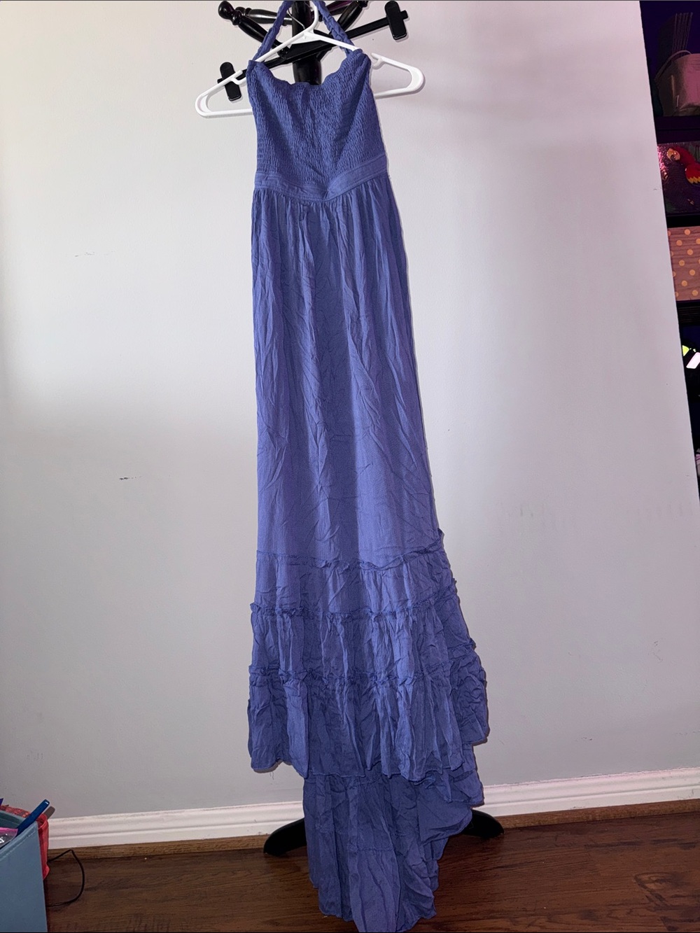 Lavender Halter Maxi Dress with Tiered Skirt 3.T